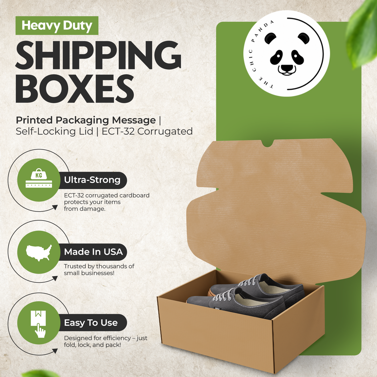(Large Box) BEST Shipping and Replacement SHOE BOXES - HEAVY DUTY - 14.625" X 9.50" X 5.125" - Self Locking - Repackaging Message on The Box