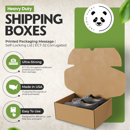 (Large Box) BEST Shipping and Replacement SHOE BOXES - HEAVY DUTY - 14.625" X 9.50" X 5.125" - Self Locking - Repackaging Message on The Box