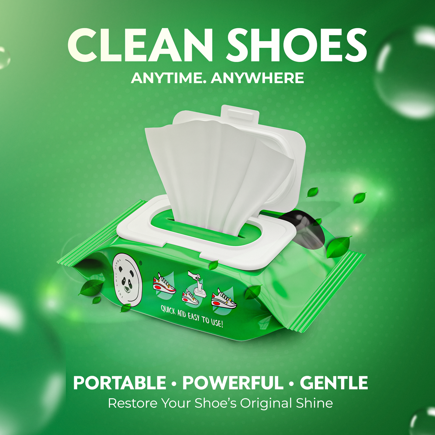 PANDA Shoe Cleaning Wipes - Removes Dirt, Grime, Dust, and More!