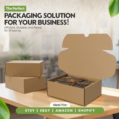 (Large Box) BEST Shipping and Replacement SHOE BOXES - HEAVY DUTY - 14.625" X 9.50" X 5.125" - Self Locking - Repackaging Message on The Box
