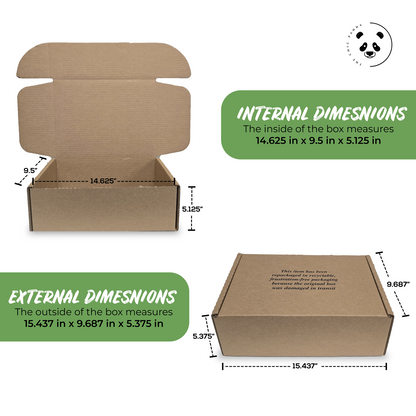 (Large Box) BEST Shipping and Replacement SHOE BOXES - HEAVY DUTY - 14.625" X 9.50" X 5.125" - Self Locking - Repackaging Message on The Box