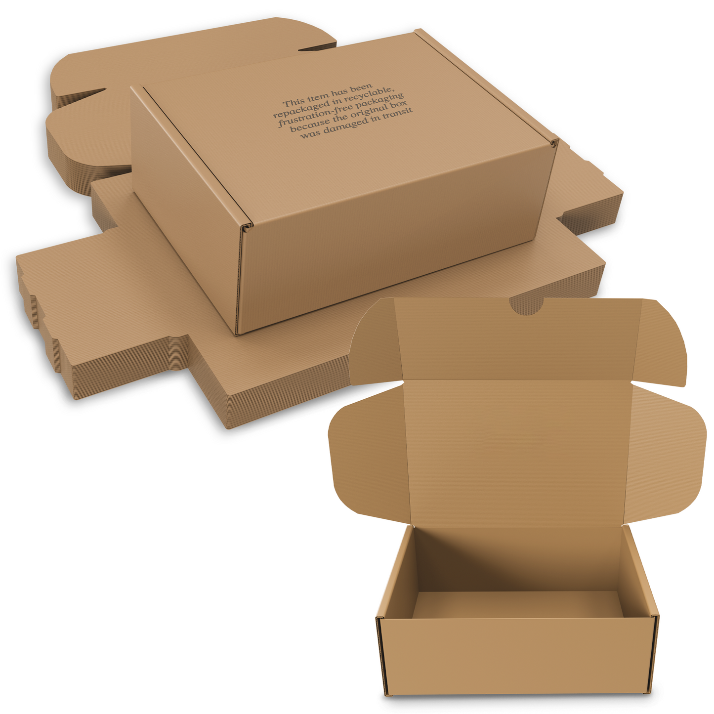 (Large Box) BEST Shipping and Replacement SHOE BOXES - HEAVY DUTY - 14.625" X 9.50" X 5.125" - Self Locking - Repackaging Message on The Box