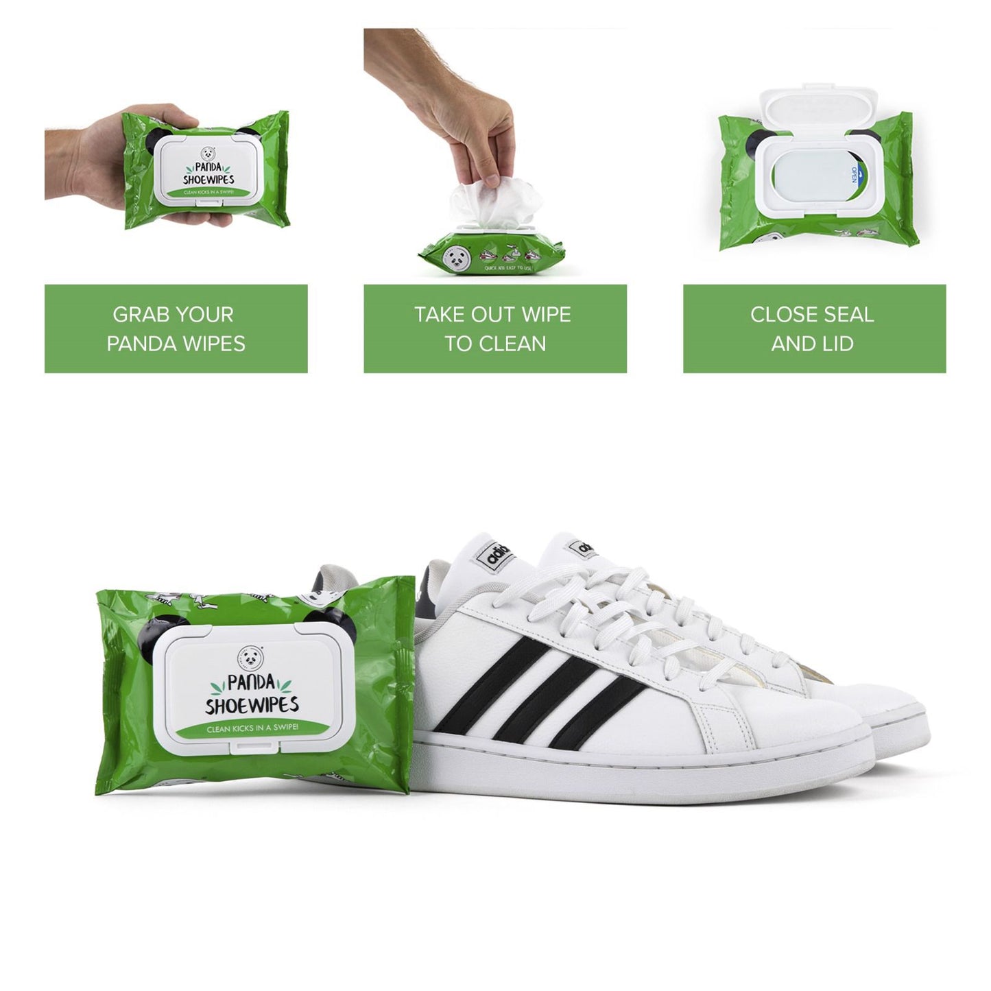 PANDA Shoe Cleaning Wipes. Removes Dirt, Grime, Dust, etc! Clean Sneakers Quick Wipes for Sneakers.
