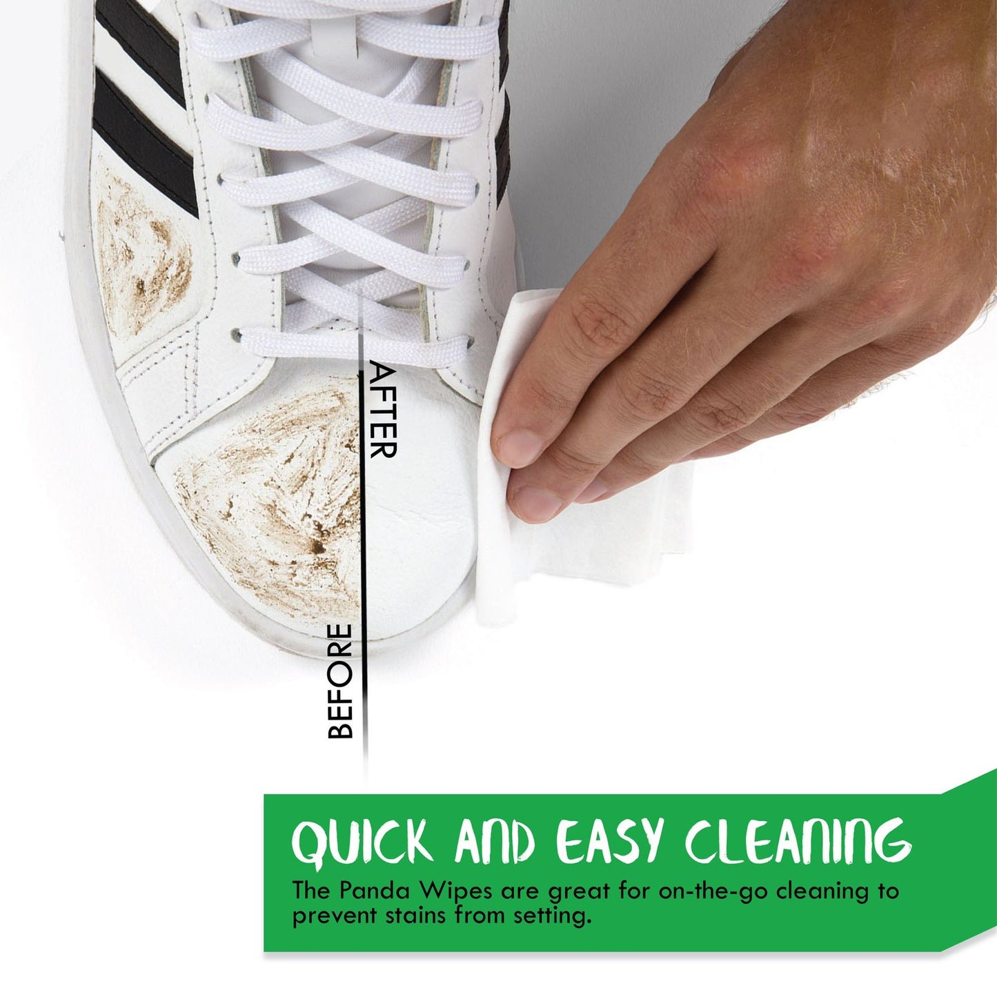 PANDA Shoe Cleaning Wipes. Removes Dirt, Grime, Dust, etc! Clean Sneakers Quick Wipes for Sneakers.