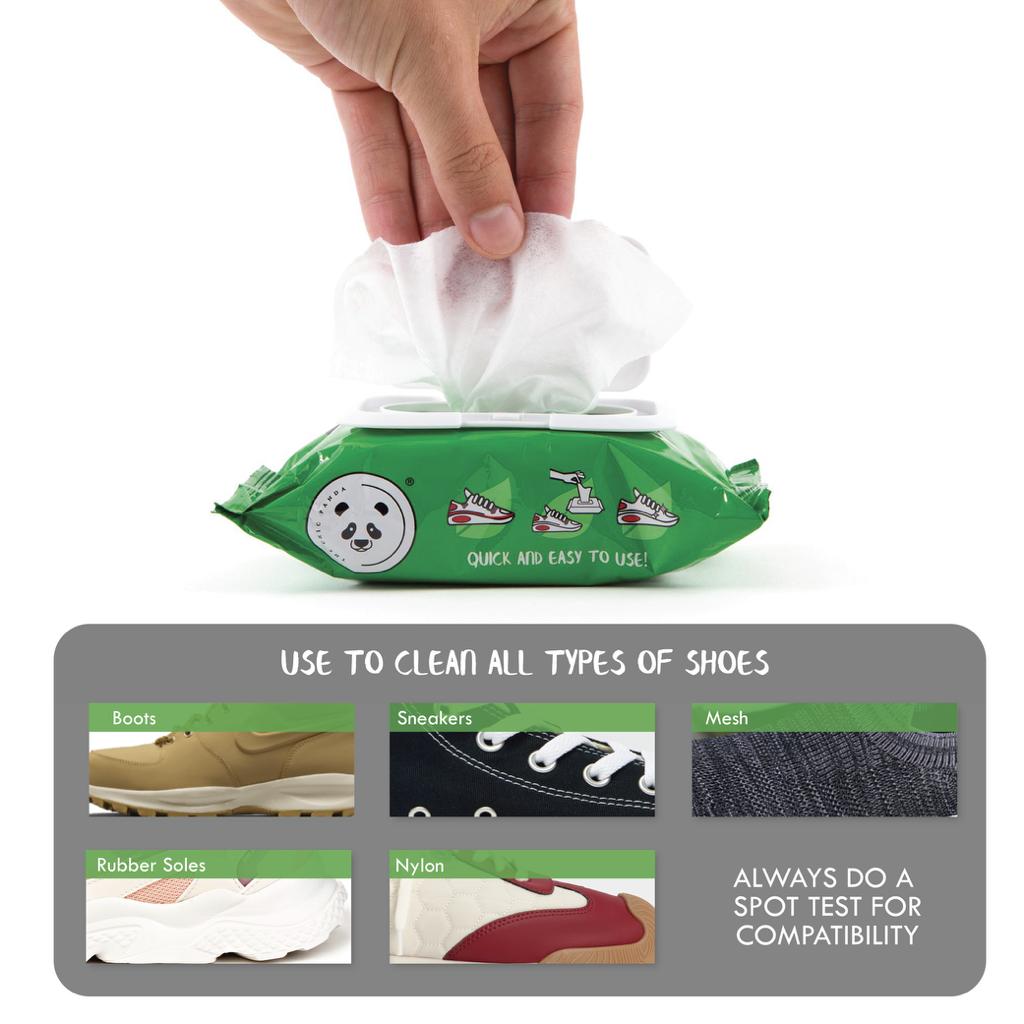 PANDA Shoe Cleaning Wipes. Removes Dirt, Grime, Dust, etc! Clean Sneakers Quick Wipes for Sneakers.